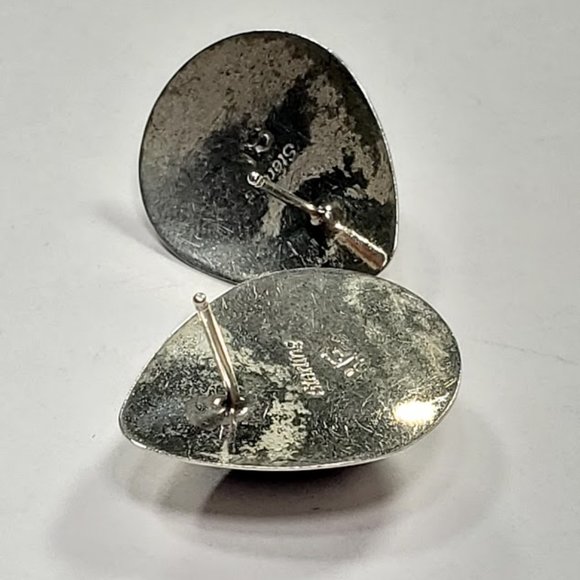 Vtg Zuni Sensa Eustace Sterling Hematite Earrings - Picture 8 of 8